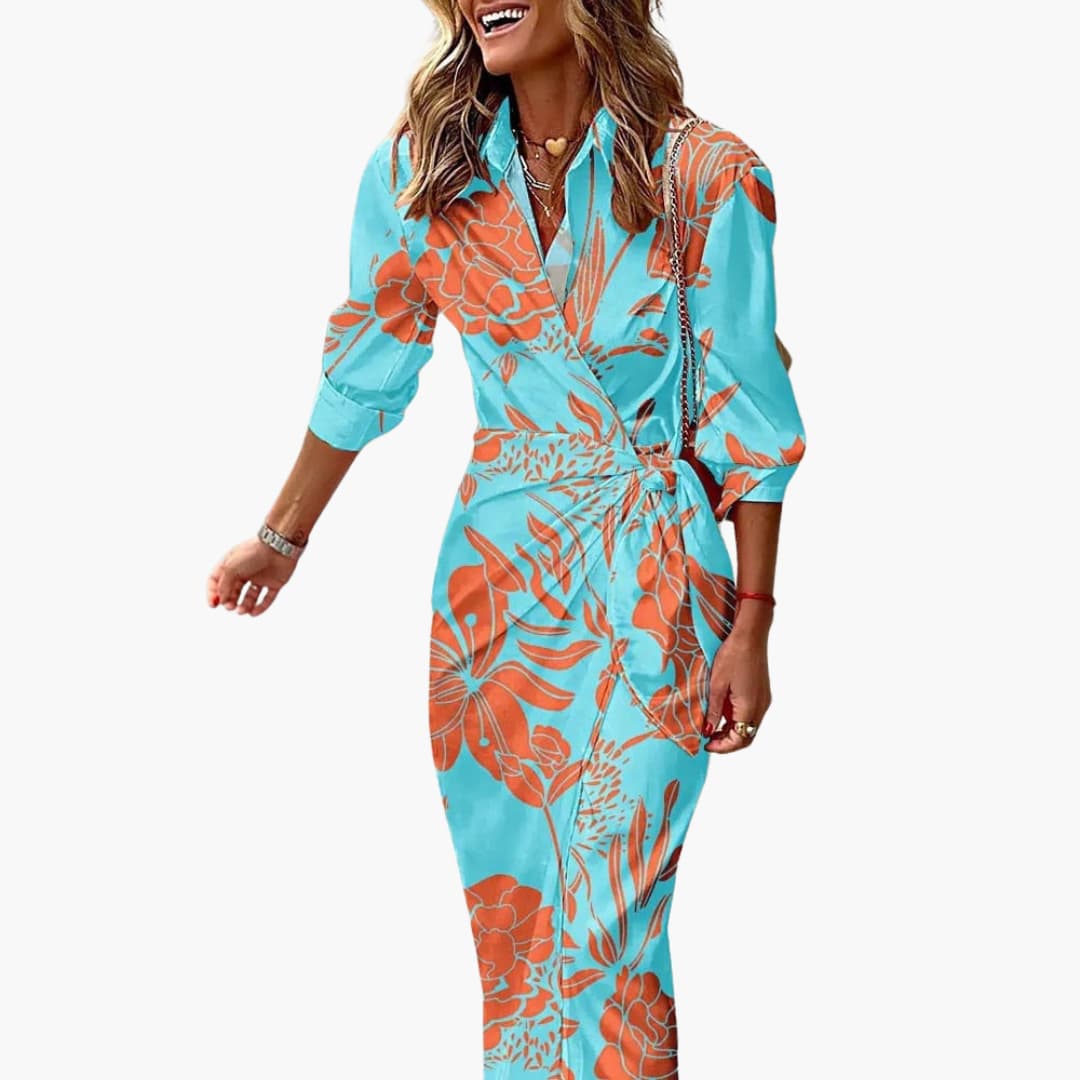 Harlow | Stripe Print Wrap Shirt Wedding Guest Dress