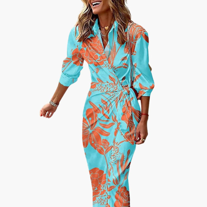 Harlow | Stripe Print Wrap Shirt Wedding Guest Dress