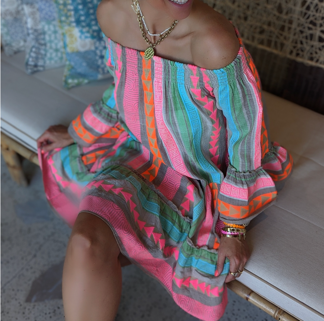 Zara | One Shoulder Dress with Tiered Boho Midi Skirt