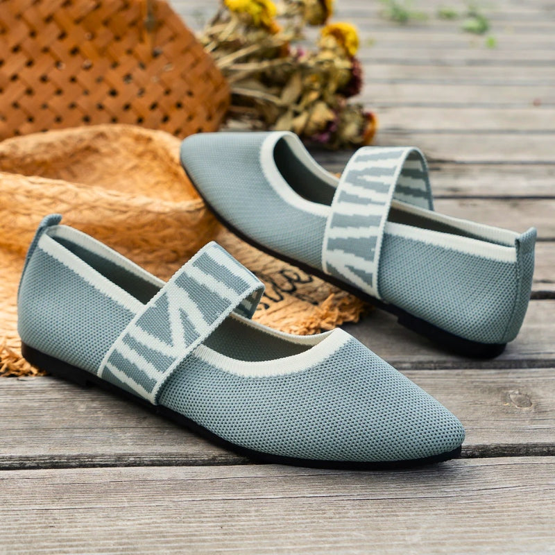 Pippa | Knit Mary Jane Flats with Checked Strap Detail