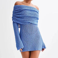 Margot | One Shoulder Knit Mini with Long Flared Sleeves