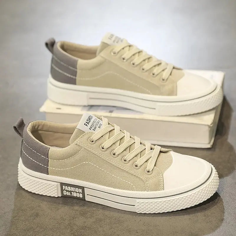 Giorgio | Canvas Low-Top Men's Sneakers with Contrast Cap Toe