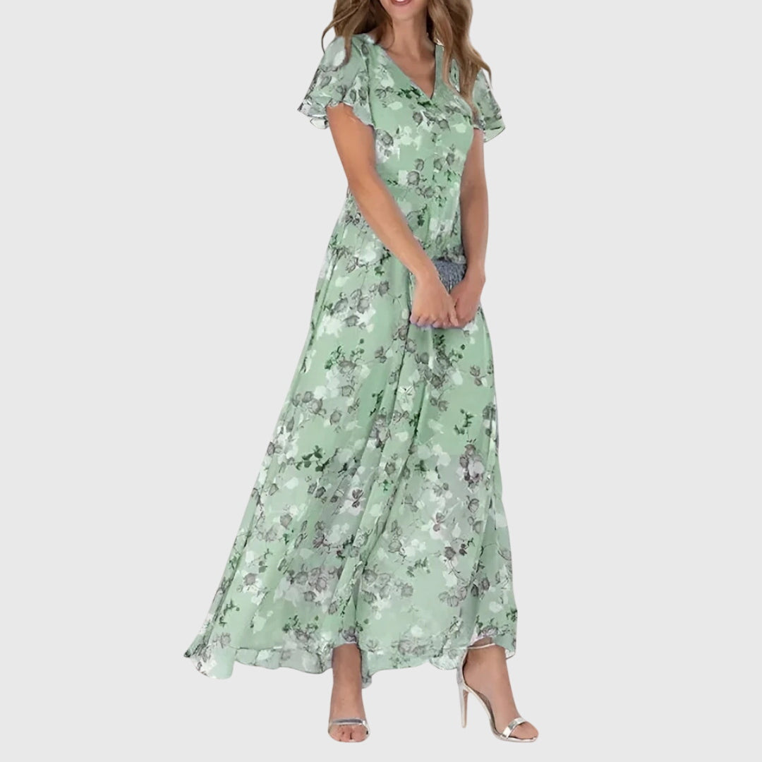 Bellamy | Floral Chiffon Flutter Sleeve Summer Dress