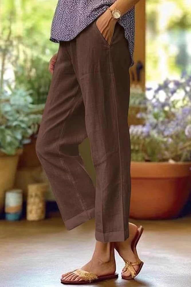 Capri | Tailored Cuffed Cropped Linen Pants