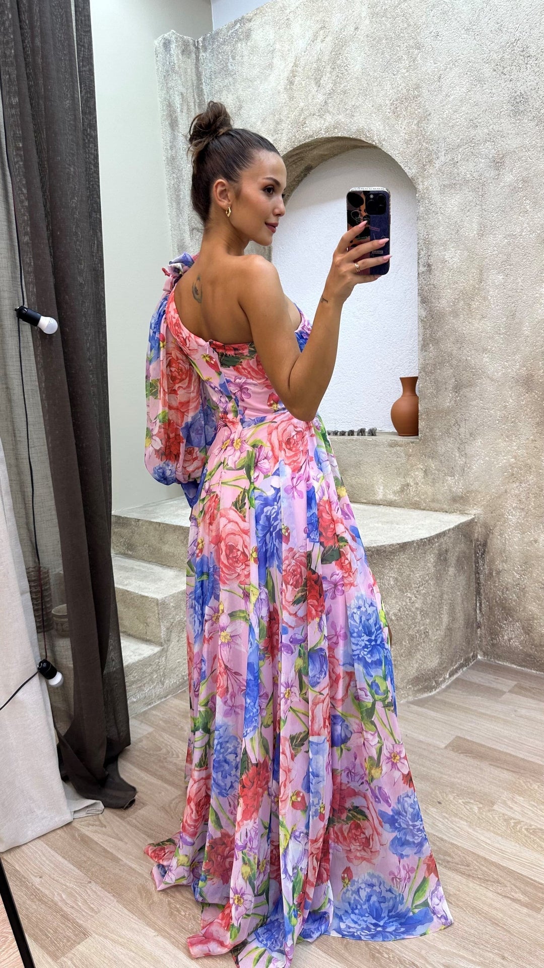 Seraphina | One Shoulder Floral Maxi Dress with Thigh Split