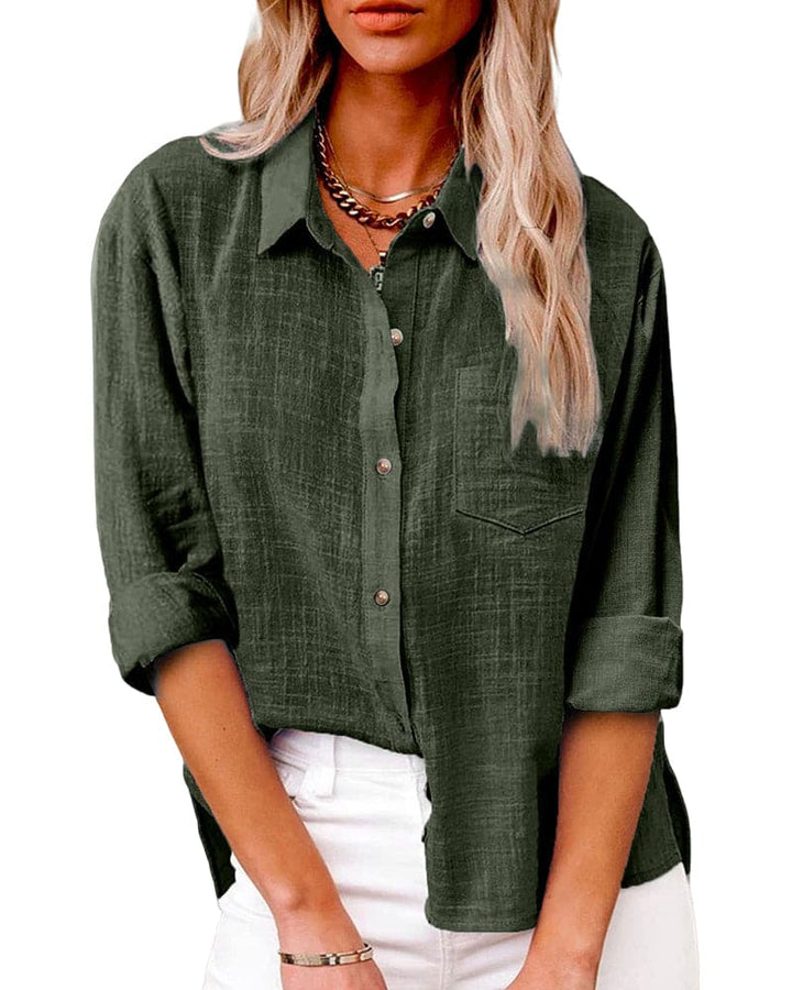 Clearwater | Classic Collar Button-Through Linen Blouse