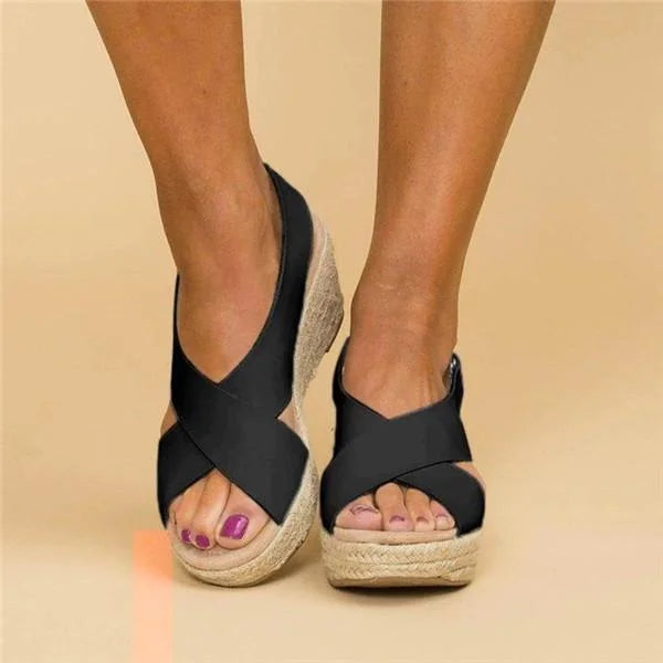 Crossa | Cross-Strap Espadrille Platform Wedges