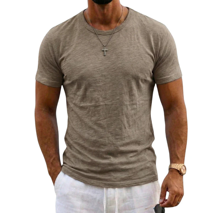 Slater | Slim Fit Crew Neck Slub Cotton T Shirt