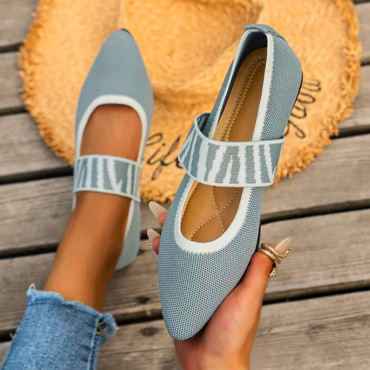 Pippa | Knit Mary Jane Flats with Checked Strap Detail