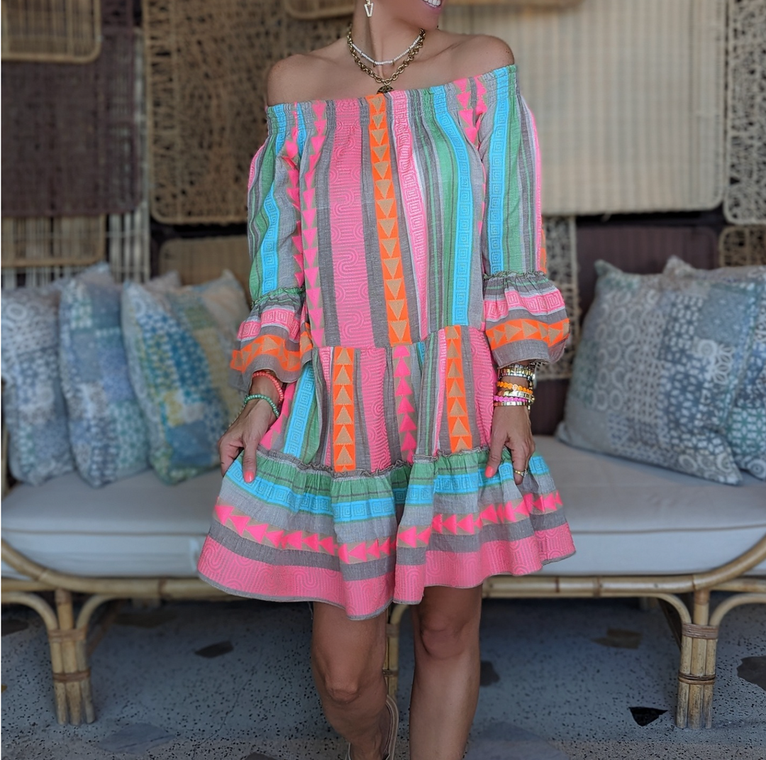 Zara | One Shoulder Dress with Tiered Boho Midi Skirt