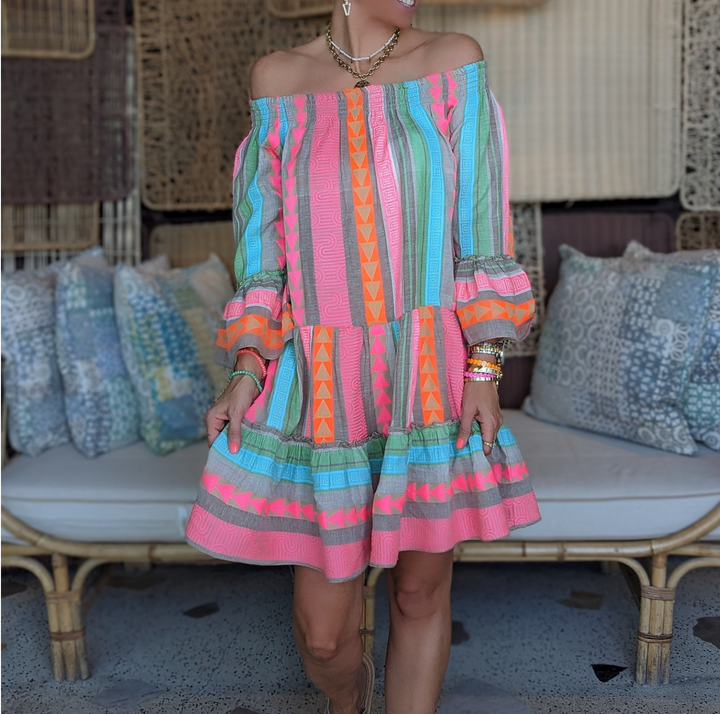 Zara | One Shoulder Dress with Tiered Boho Midi Skirt