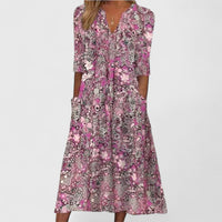Florentina | Mixed Floral Print Pocket Midi Summer Dress