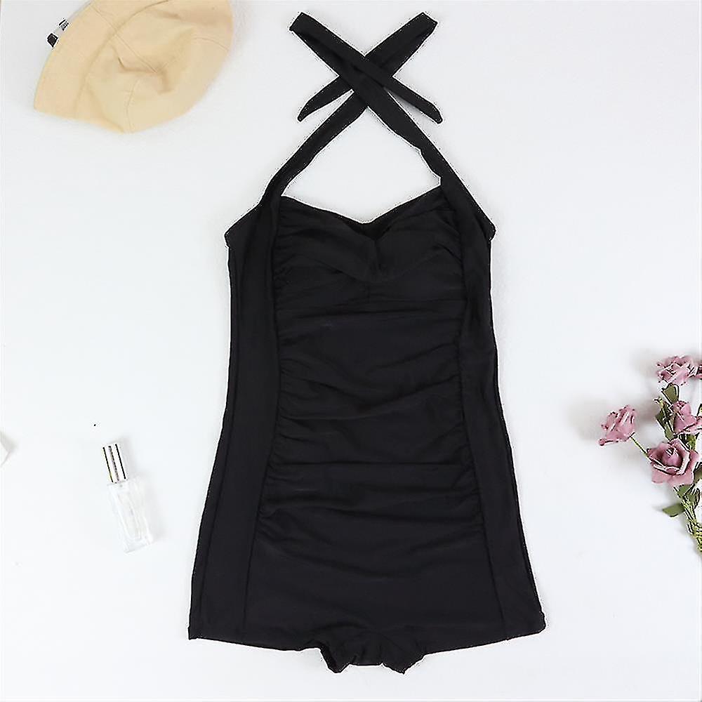 Retro Riviera | Ruched Halter Boyleg One-Piece Swimsuit