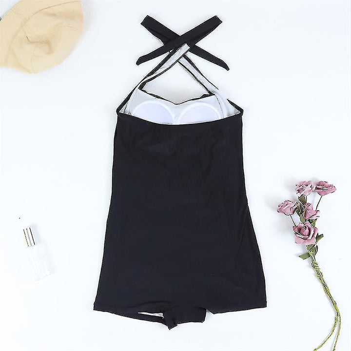 Retro Riviera | Ruched Halter Boyleg One-Piece Swimsuit