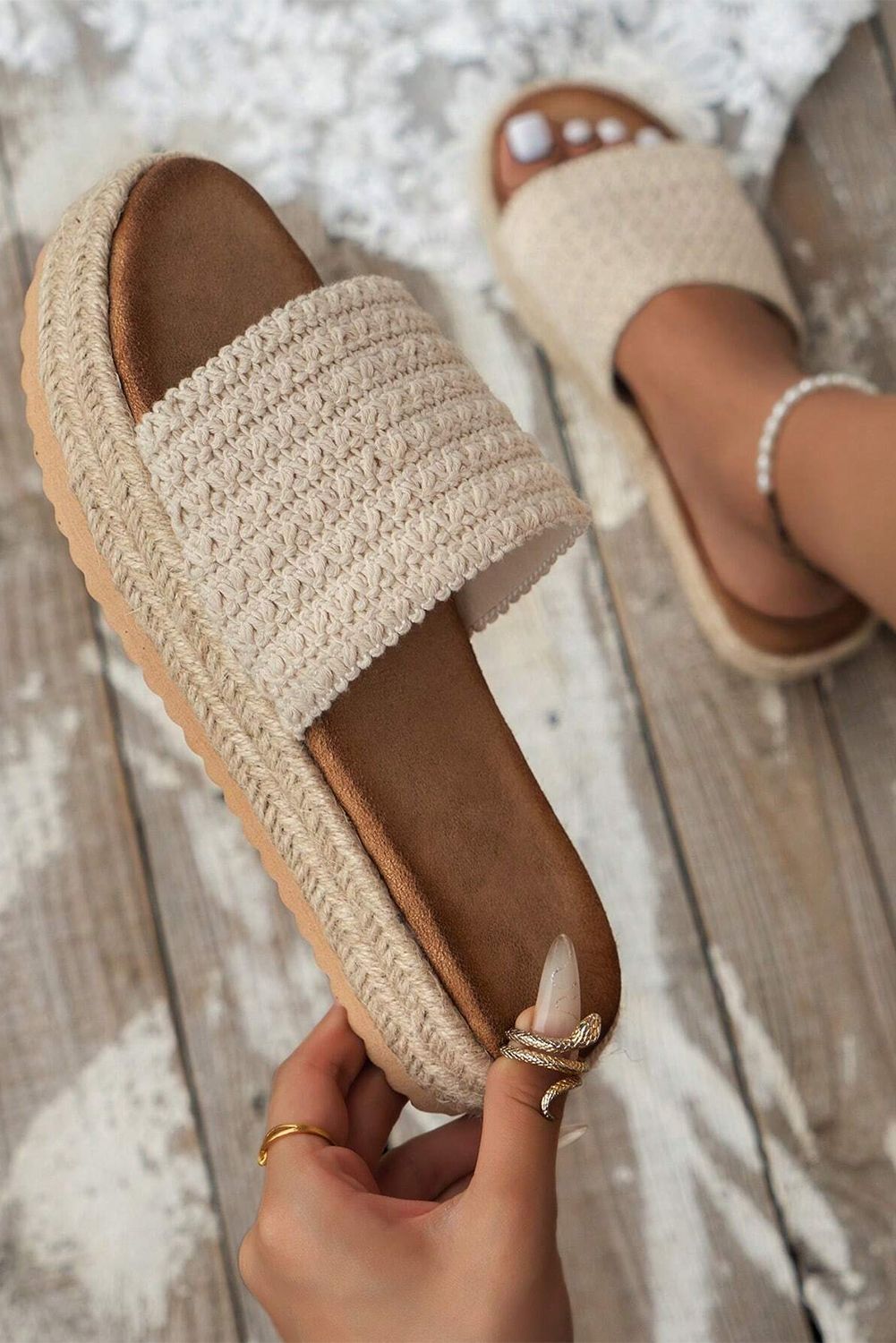 Corazana | Women's Platform Espadrille Sandals – Braided Jute Slip-On Design