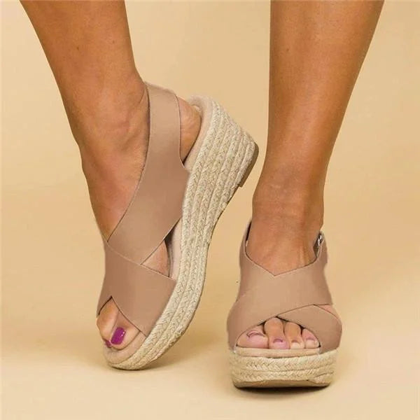 Crossa | Cross-Strap Espadrille Platform Wedges