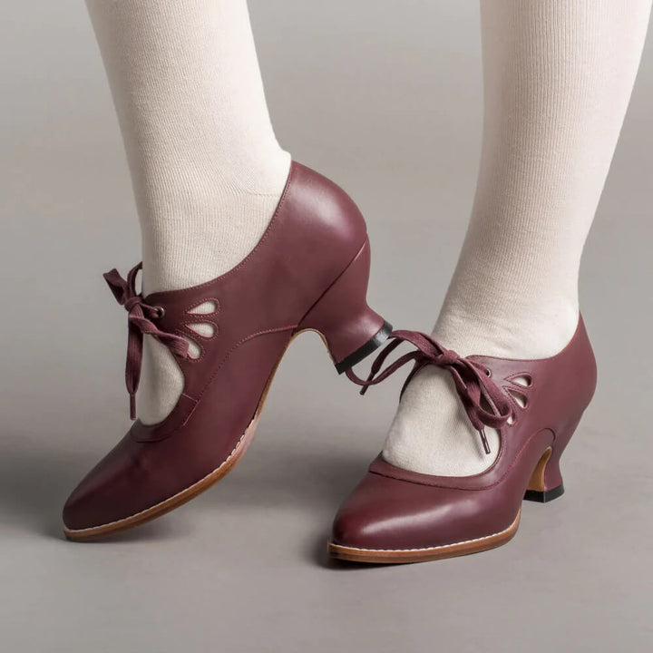 Ophelia | Cutout Ribbon Lace Victorian Kitten Heels