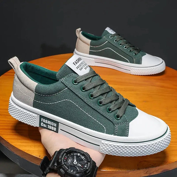 Giorgio | Canvas Low-Top Men's Sneakers with Contrast Cap Toe