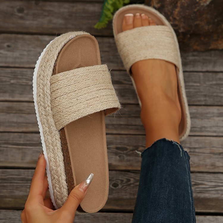Corazana | Women's Platform Espadrille Sandals – Braided Jute Slip-On Design