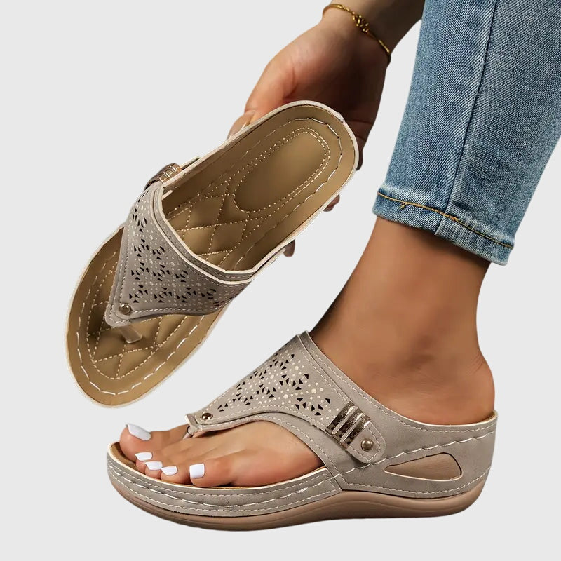 Odaline | Women's Slip-On Orthopedic Sandals – Shock-Absorbing Wedge Design
