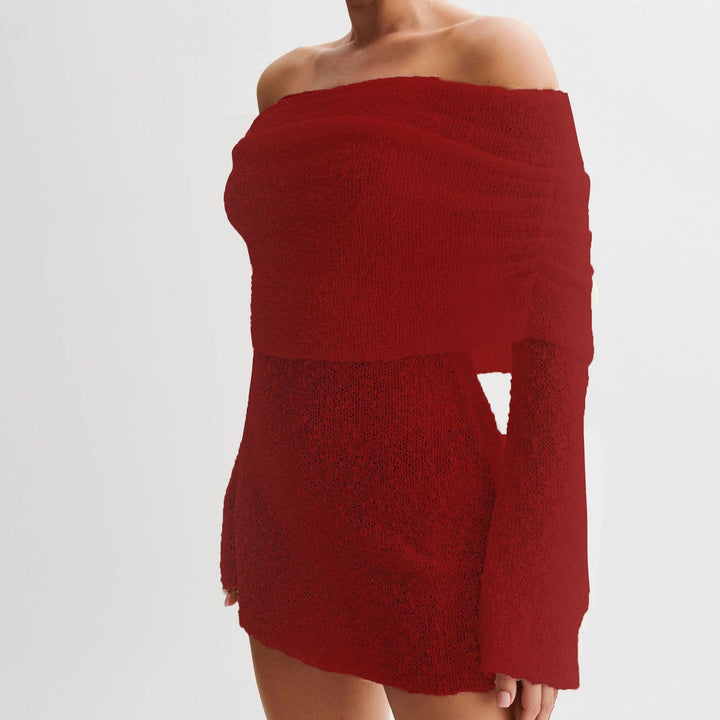 Margot | One Shoulder Knit Mini with Long Flared Sleeves