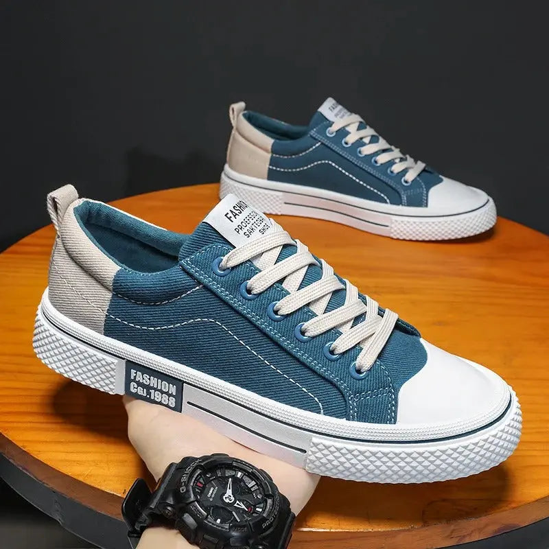 Giorgio | Canvas Low-Top Men's Sneakers with Contrast Cap Toe