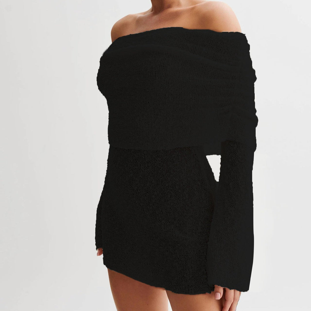 Margot | One Shoulder Knit Mini with Long Flared Sleeves