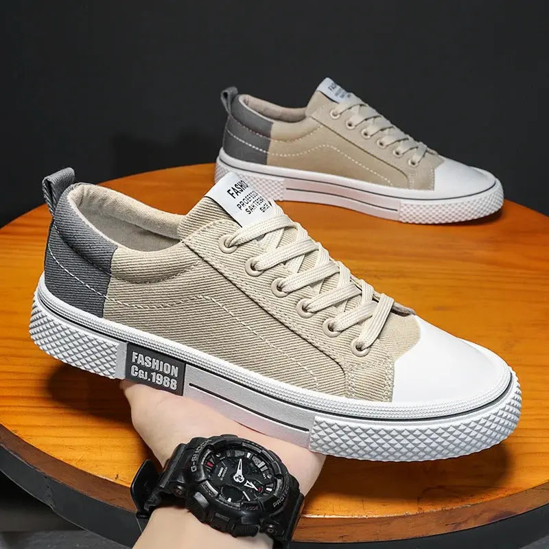 Giorgio | Canvas Low-Top Men's Sneakers with Contrast Cap Toe