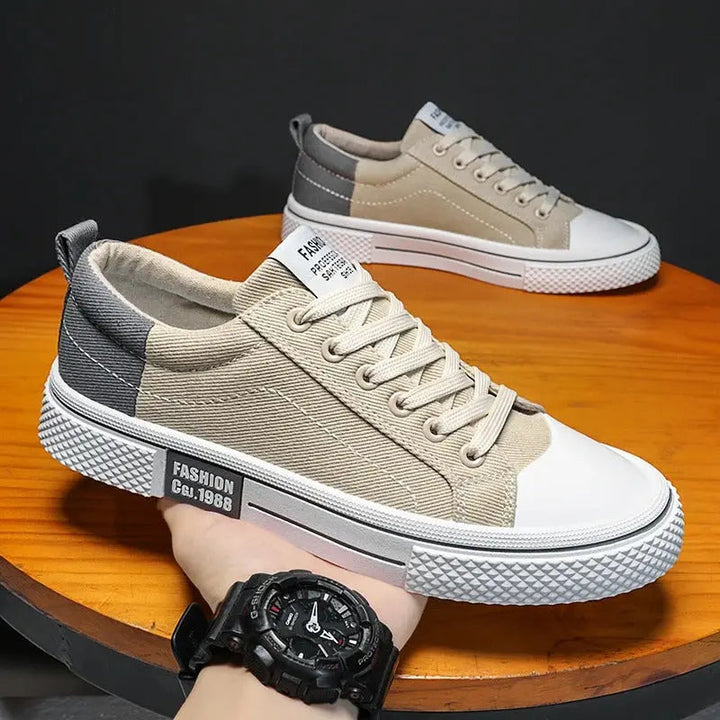 Giorgio | Canvas Low-Top Men's Sneakers with Contrast Cap Toe
