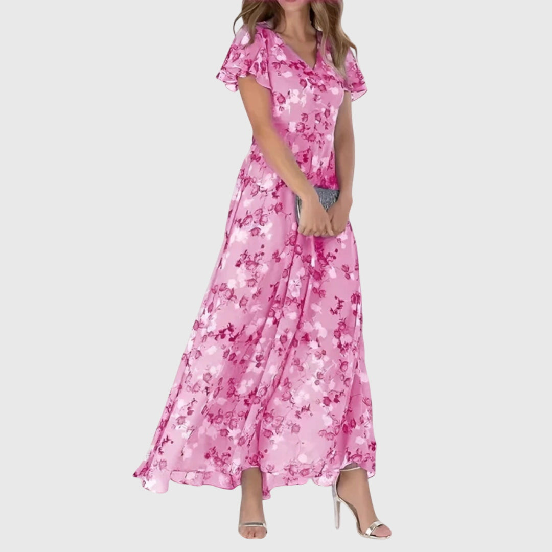 Bellamy | Floral Chiffon Flutter Sleeve Summer Dress