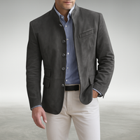 Cortland | Mandarin Collar Blazer with Button Front and Flap Pockets