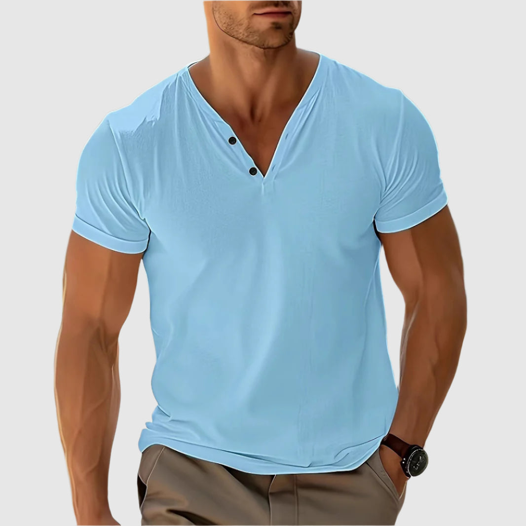 Breeze Henley | Men's T-Shirt with V-Neck Button Placket
