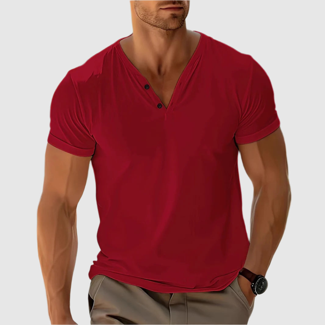Breeze Henley | Men's T-Shirt with V-Neck Button Placket