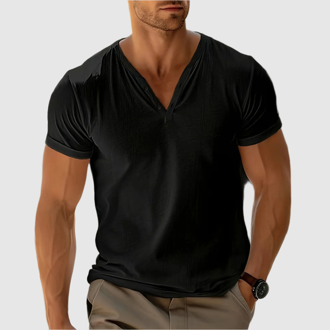 Breeze Henley | Men's T-Shirt with V-Neck Button Placket