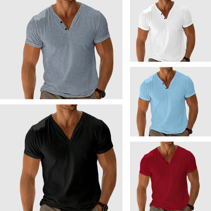 Breeze Henley | Men's T-Shirt with V-Neck Button Placket