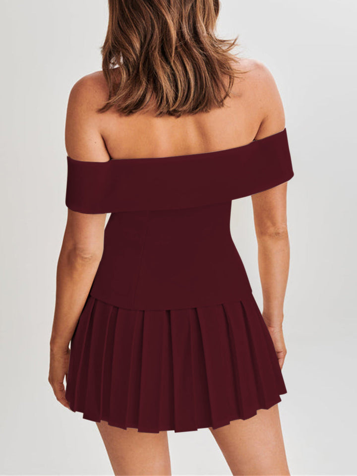 Vivienne | One Shoulder Dress with Pleated Mini Skirt