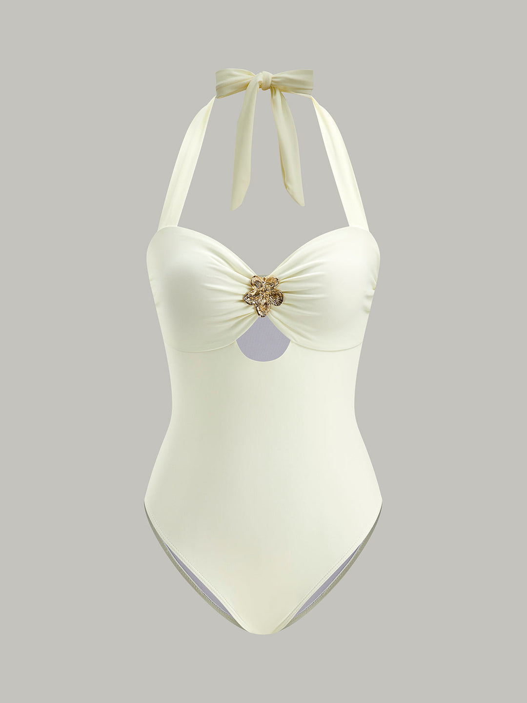 Goldie | Jewel Trim Cutout Halter One-Piece Swimsuit