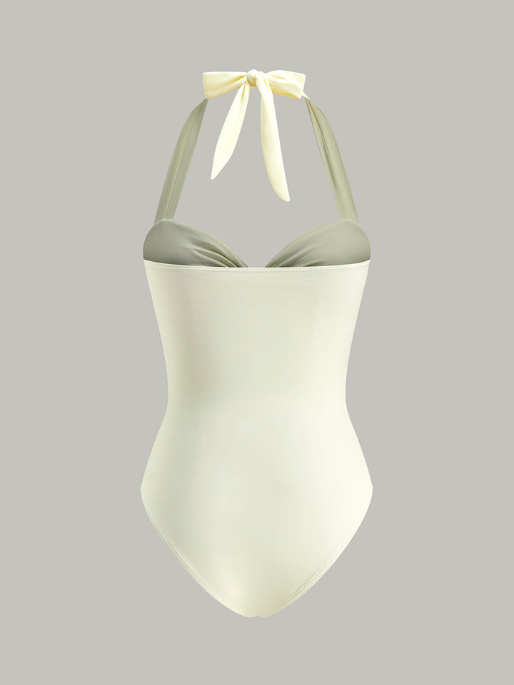 Goldie | Jewel Trim Cutout Halter One-Piece Swimsuit