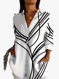 Linework | Abstract Graphic Print Longline Tunic Blouse