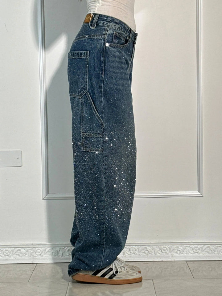 Celeste | Women's Jeans Wide Leg Diamanté Scatter