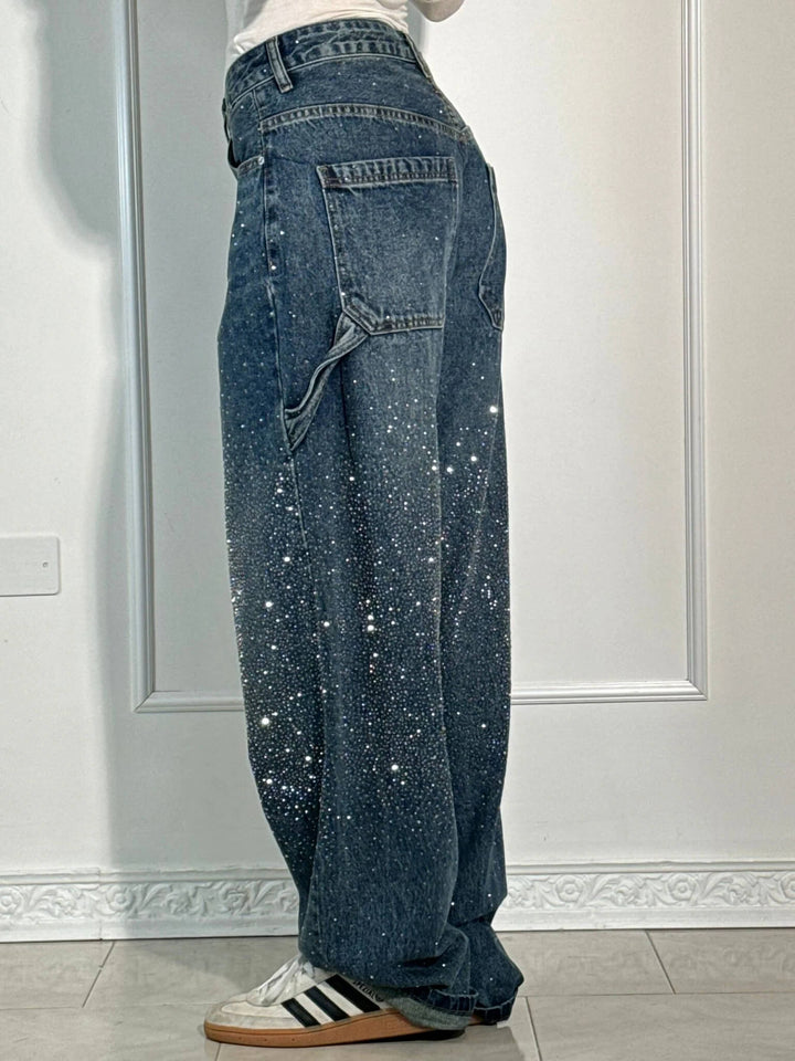 Celeste | Women's Jeans Wide Leg Diamanté Scatter