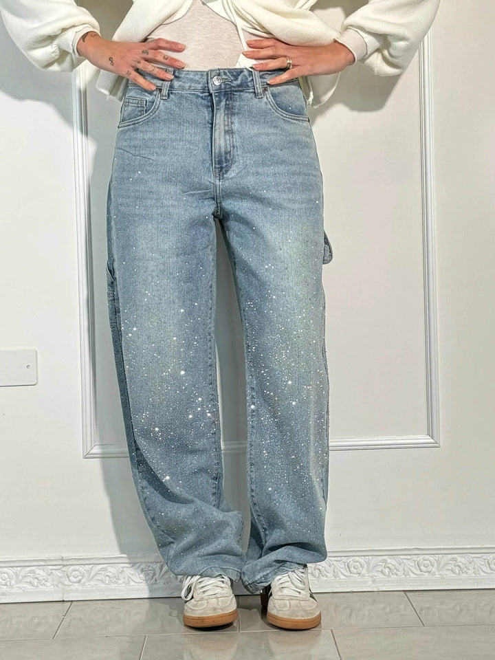 Celeste | Women's Jeans Wide Leg Diamanté Scatter