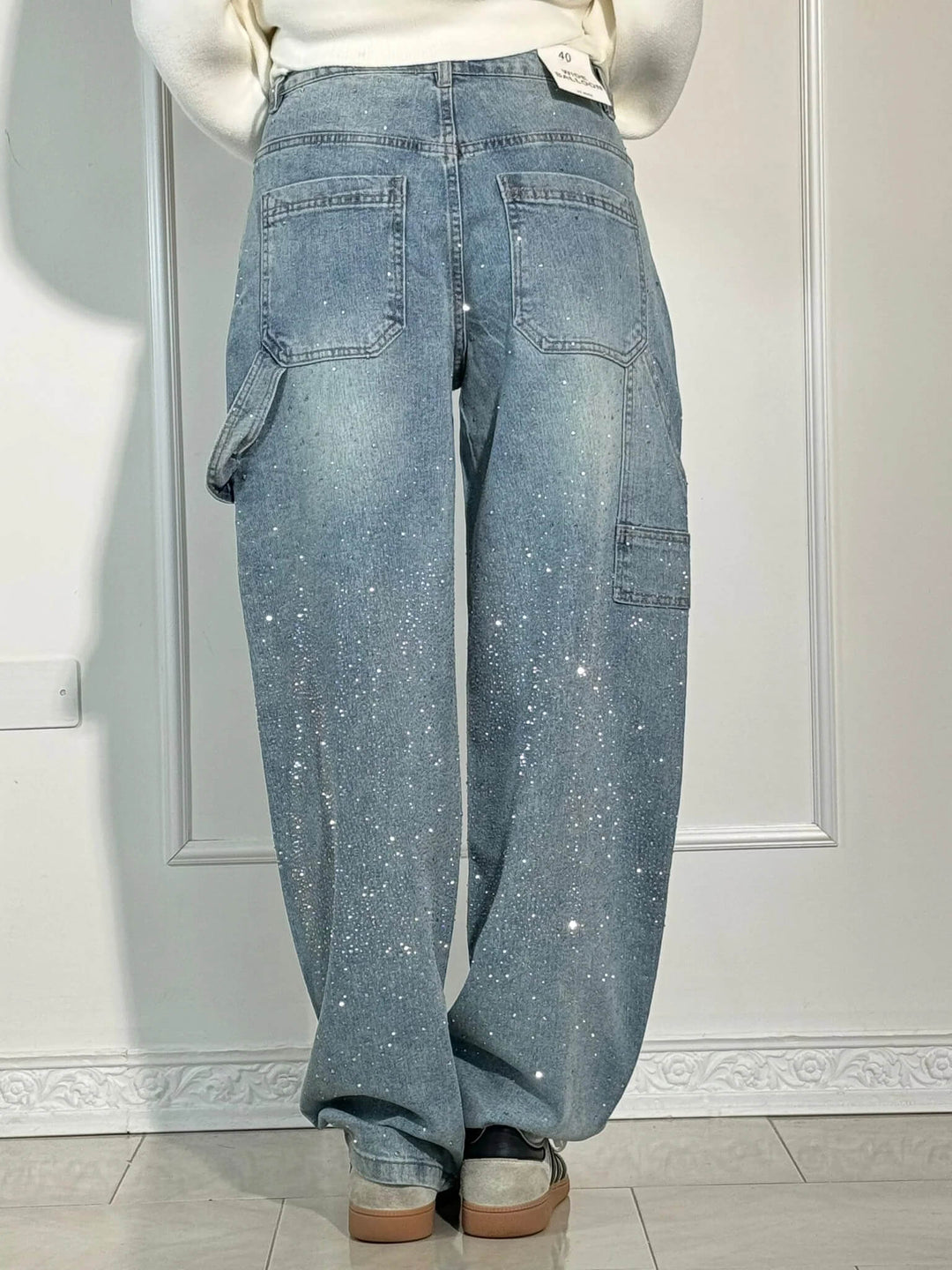 Celeste | Women's Jeans Wide Leg Diamanté Scatter