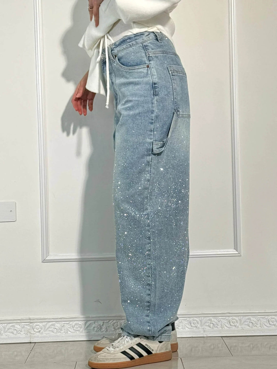 Celeste | Women's Jeans Wide Leg Diamanté Scatter