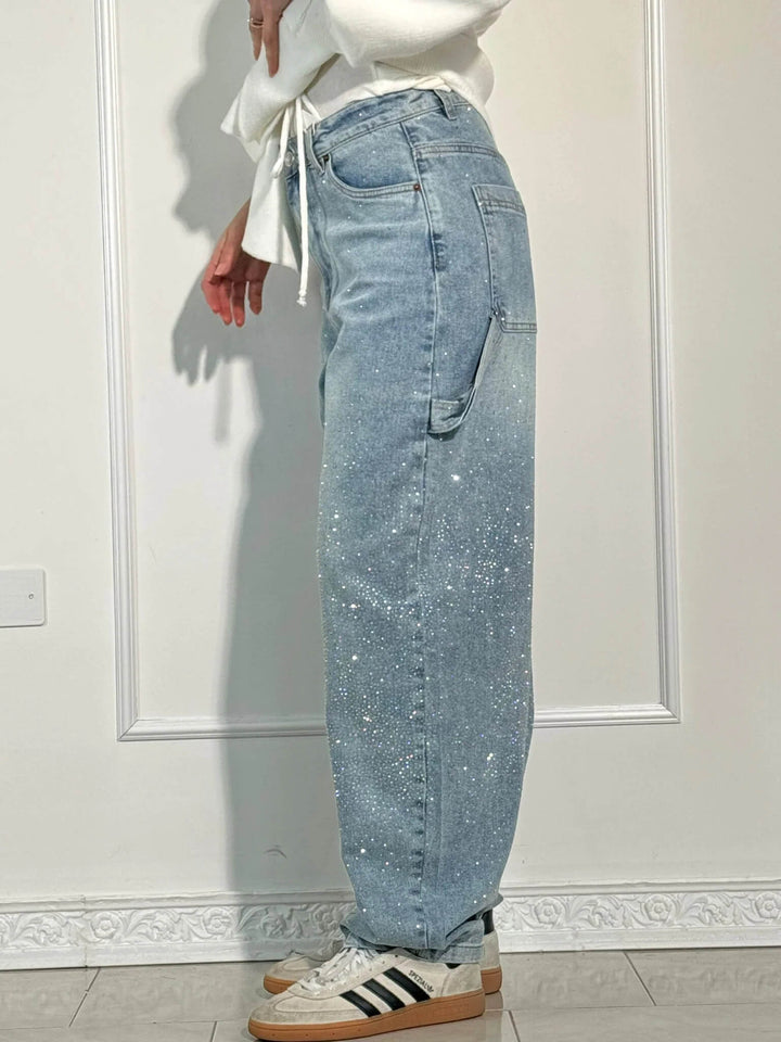 Celeste | Women's Jeans Wide Leg Diamanté Scatter