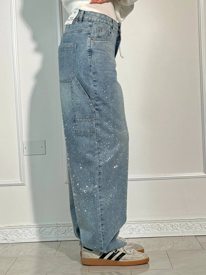 Celeste | Women's Jeans Wide Leg Diamanté Scatter