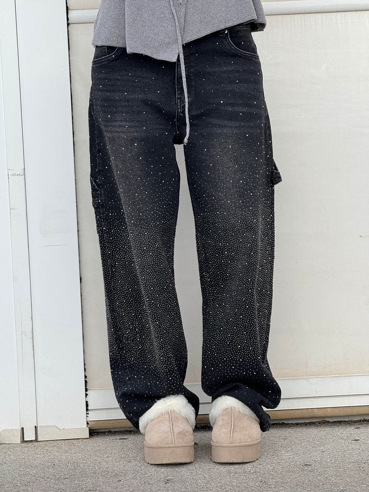 Celeste | Women's Jeans Wide Leg Diamanté Scatter