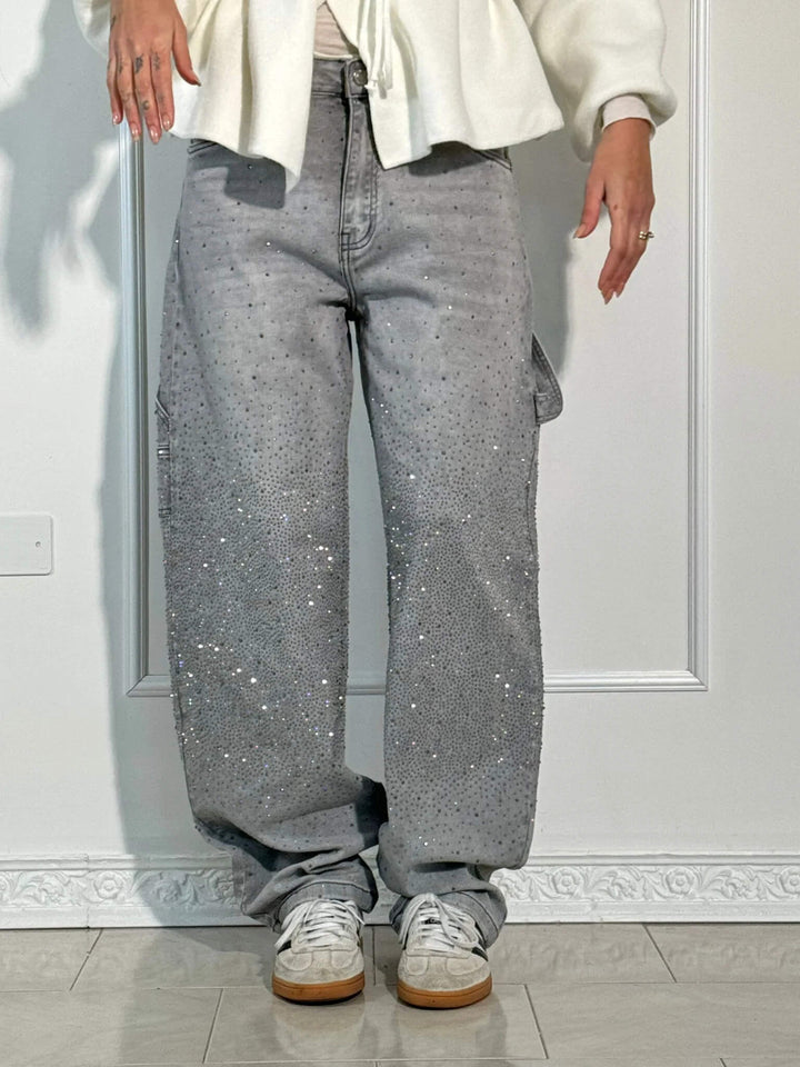 Celeste | Women's Jeans Wide Leg Diamanté Scatter
