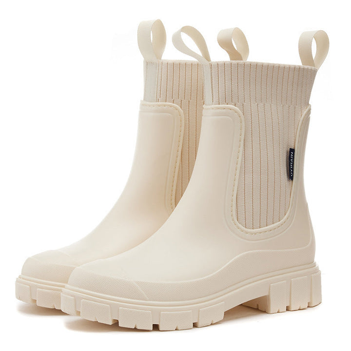 Noelle | Women's Chelsea Boots Knit Collar Lug Sole