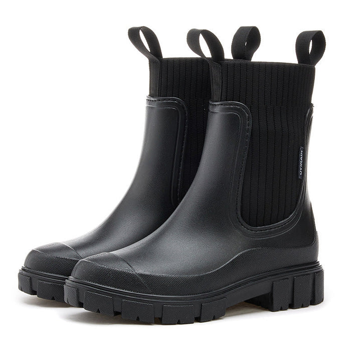 Noelle | Women's Chelsea Boots Knit Collar Lug Sole